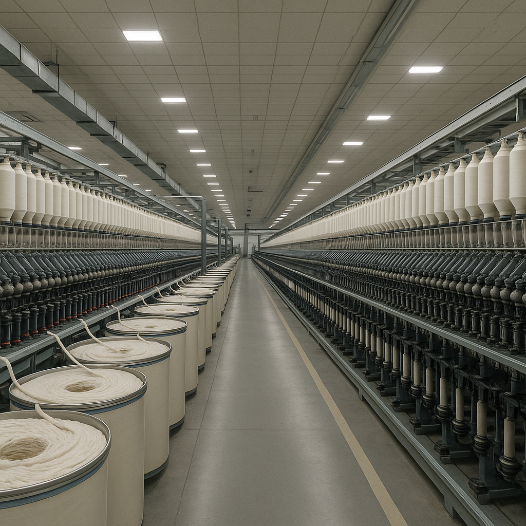 A modern yarn spinning facility in Shandong, China