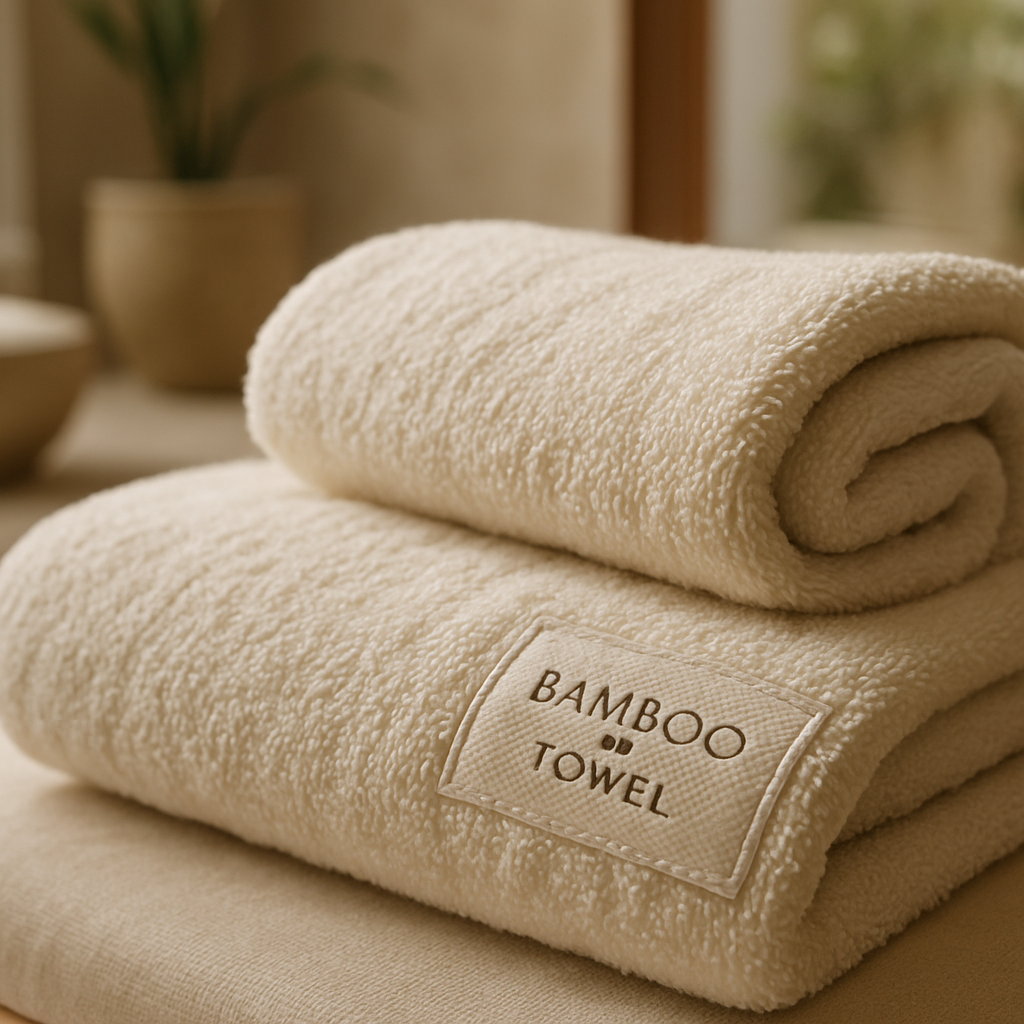 Luxurious folded bamboo towels in a spa setting