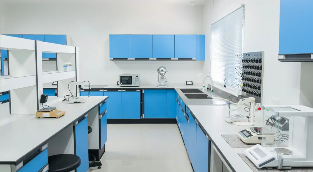 Professional textile testing laboratory with quality control equipment for comprehensive product validation
