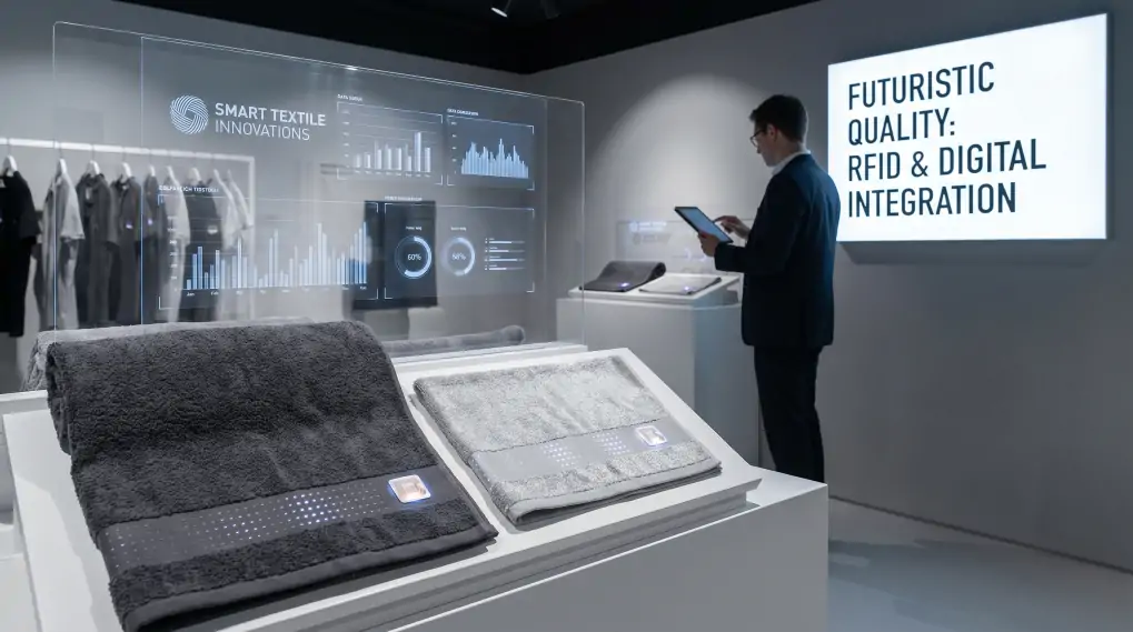 Modern smart textile technology with RFID integration for inventory tracking and brand engagement